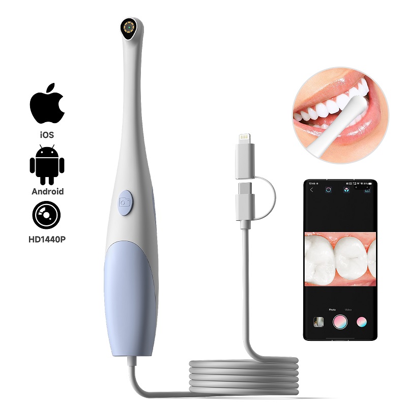 Photography Lighting Handheld - กล้องเอนโดสโคปสำหรับตรวจช่องปาก ความละเอียด 1440P พร้อมฟังก์ชันถ่ายภาพและวิดีโอ แบบพกพา พร้อมไฟ