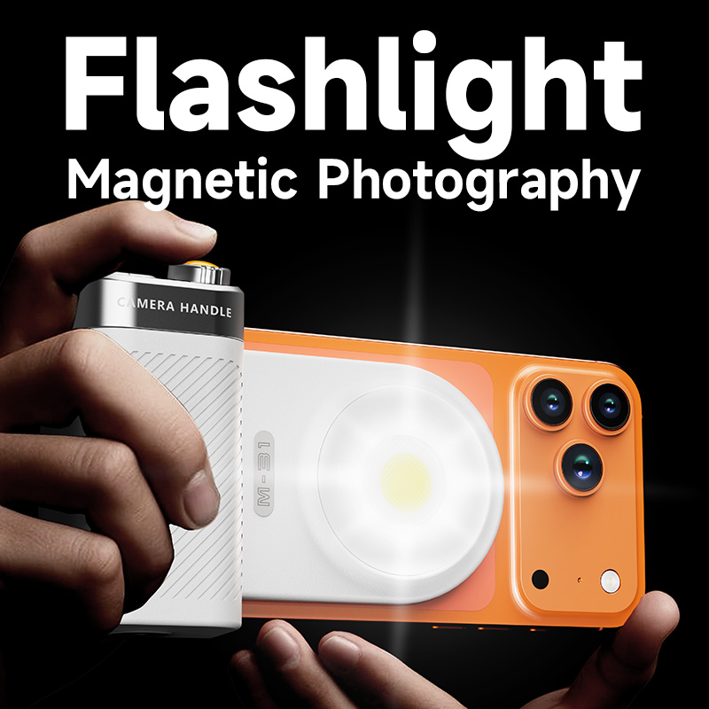 Photography Lighting Brands - ที่จับไฟแฟลชถ่ายภาพแบบแม่เหล็กสำหรับมือถือ พร้อมรีโมทบลูทูธแบบพกพาในตัว อุปกรณ์ช่วยซูม พร้อมไฟส่องสว่างตลอดเวลาสำหรับการถ่ายภาพ