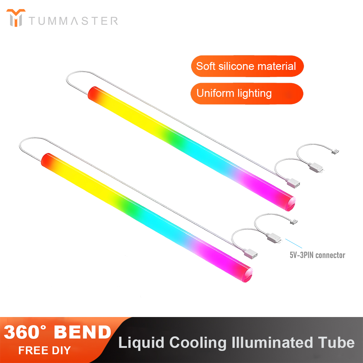 Photography Lighting Game - TUMMASTER ARGB ท่อระบายความร้อนด้วยน้ำ 5V3 พินซิลิโคนอ่อนนุ่ม ท่อระบายความร้อนด้วยน้ำแบบมีไฟสำหรับตกแต่งเคสพีซี